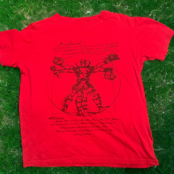 Marvel Comics Deadpool Leonardo Davinci Graphic Logo Women's T-Shirt Size XS Tee - Picture 1 of 4
